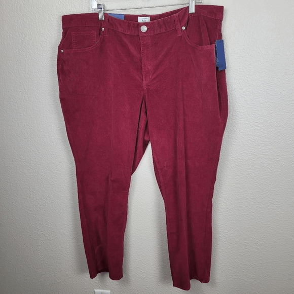 Crown&Ivy Deep Red Corduroy Pants Size 24W (2795) - Picture 1 of 5